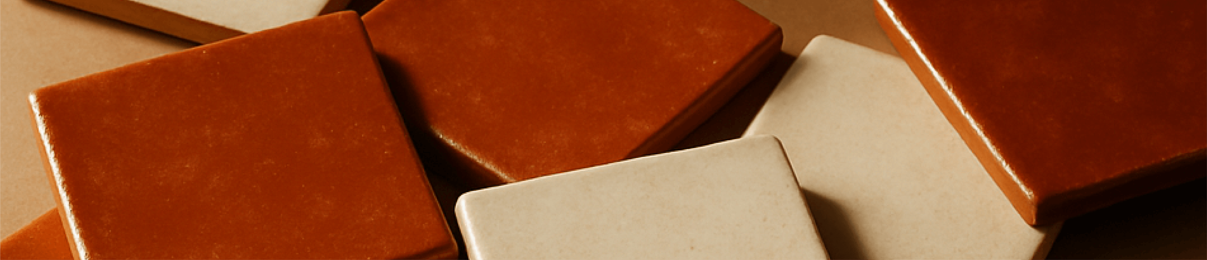 Terracotta and cream tile samples