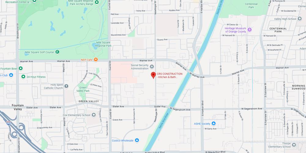Map of CRS Construction's office location in Fountain Valley, CA